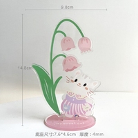 Support de bureau en acrylique avec motif de chat de dessin animé et fleurs, pince pour bloc-notes et photos, petit cadeau décoratif