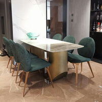 Chaises de salle à manger rembourrées de luxe en acier inoxydable pour restaurant à la maison chaises de salle à manger modernes en velours vert pieds en or