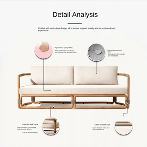 Solid Wood Sofa <b>Table</b> and Chair Combination Sofa Courtyard Villa Garden Outdoor Hotel Outdoor Leisure Teak Outdoor Sofa - Product Image 3