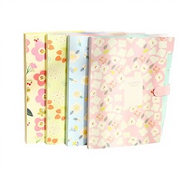 Organisateur/Planificateur A4 en PVC imprimé, série Fleurs Fragmentées, avec classeur de documents, pince à papier et rangement de données