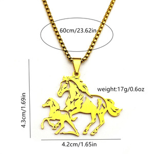 Diseño hueco de acero inoxidable Animal corriendo caballo collares Hip Hop caballo grande con <span class=keywords><strong>Pony</strong></span> colgante collar para Mujeres Hombres joyería - Product Image 6
