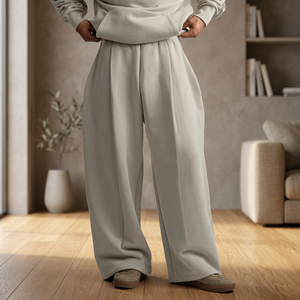 Pantalones Deportivos Y33 de Diseño Ecológico, Tejido Orgánico Plegado, 520GSM, Holgados, de Cintura Alta, Pierna Ancha, Estilo Cargo, Color Taupe Ahumado - Product Image 3