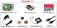Raspberry Pi3 modèle B+3B d'origine, Broadcom, avec adaptateur, boîtier ABS, ventilateur de refroidissement + câble HD pour Rsp PI 3B+Kits, kit de carte de développement