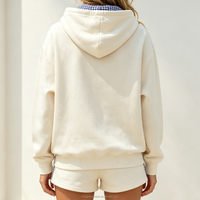 Ensemble deux pièces décontracté pour femme : sweat à capuche oversize et short, motif gingham, broderie lettre, tenue de détente
