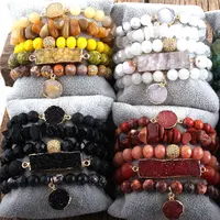 Mode Boho Schmuck Naturstein & Druzy Charm Armband & Armreif 5pc Armbänder Sets für Frauen Jewel ryes Geschenk