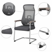 Chaise d'invité ergonomique à dossier haut avec double coussin lombaire réglable en maille, base cantilever chromée, pour conférence et réception