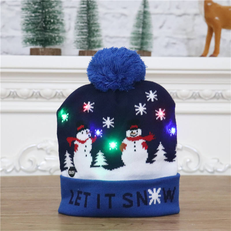 Knitted hat [dark blue snowman]]
