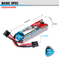 CODDAR 2S 300MAH 7.6V 90C XT30 LiPo batterie cure-dents Micro Drone haute tension HV LiHV Lithium polymère LiPo batterie