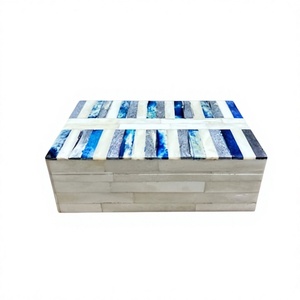 Luxury Abstract Bone Inlay Jewelry <b>Box</b> Handmade Black & White Wooden Organizer Case for Jewelry, Accessories, <b>Keepsakes</b> - Product Image 1