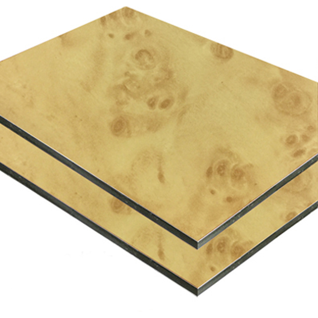 4'x8 PE/PVDF/FEVE Revêtement En Bois Texture A2 Panneau Composite En Aluminium Ignifuge et ACP Feuille pour Mur