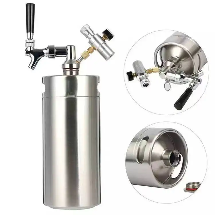 Layanan kustom bir Keg 2l 3.6l 4l 5l 10l Homebrew baja tahan karat 304 Mini tong bir untuk piknik