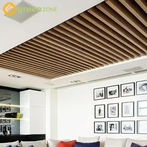 Diseños de grano de madera WPC panel de pared material de construcción rejilla techo