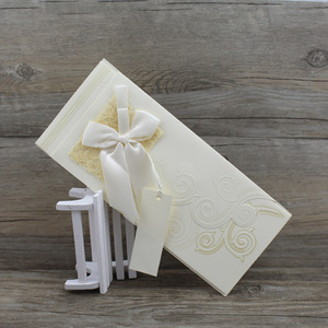 Bán Hot Luxury bìa cứng trống dập nổi lời mời đám cưới với kem Ribbon - Product Image 2