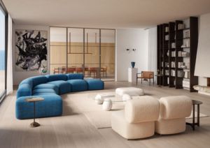 Canapé modulaire sectionnel capitonné sans structure en tissu et éponge, tendance 2026, pour salon minimaliste - Product Image 2
