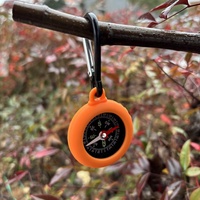 Nouvelle mini boussole avec mousqueton, boucle en silicone à attache rapide pour activités de plein air, camping, randonnée, étui en plastique, logo imprimable