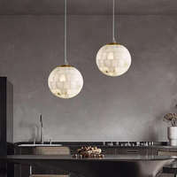 Luminaire suspendu minimaliste en marbre d'albâtre, style globe, moderne, à tête unique, pour salle à manger et cuisine