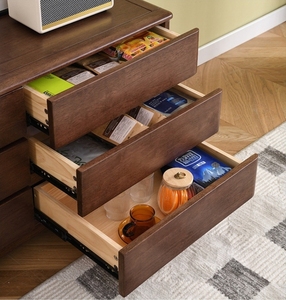 Solid Wood <b>Black</b> Walnut Color Bedroom Organizer Modern 6 Drawer Dresser Storage Living Room Side Cabinet - Product Image 4