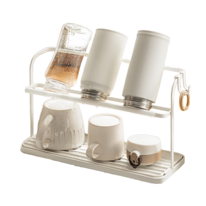High Quality Double Layer Carbon Steel Bottle Cup Mug Drying <b>Rack</b> Stand With Removable Drain Tray Kitchen Storage Organizer - Product Image 1