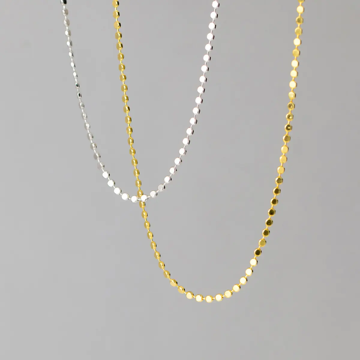 Moda jóias 925 sterling silver geométrica planície redonda disco banhado a ouro gargantilha colares cadeia nua para as mulheres