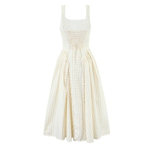 Vestido Maxi sin Mangas con Estampado a Cuadros, Estilo Vintage, para Todas las Temporadas, Cintura Natural, Tejido Antiarrugas, Silueta en A - Product Image 2