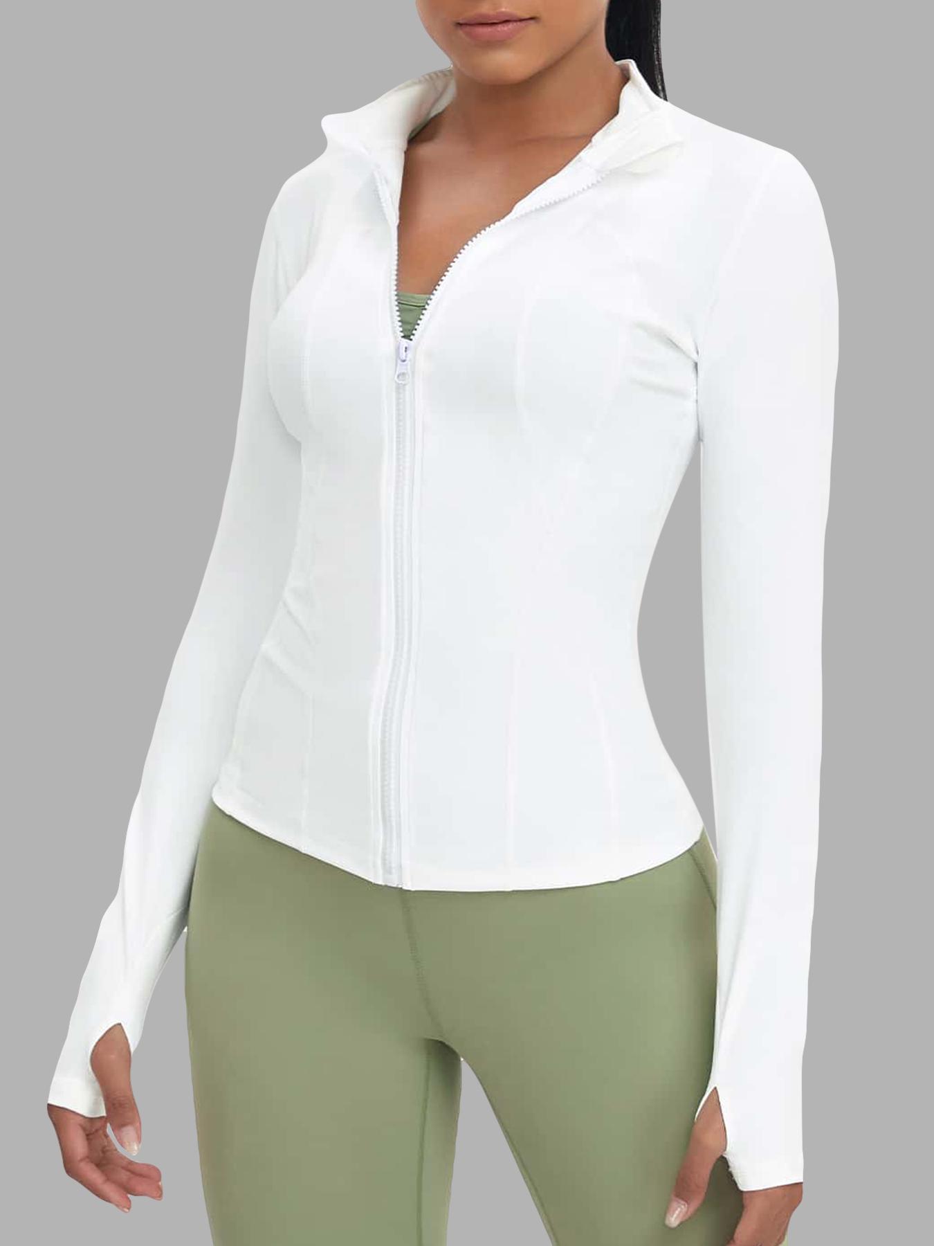 RTS Instock 1Pcs Low MOQ Stand Collar Yoga Jacket Women Solid Zipper Coat With Thumb Hole Quick Dry Sets