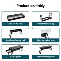 Réchaud de camping portable pliable en acier au carbone, brûleur en acier inoxydable, accessoire de cuisson pliable en fer pour adultes