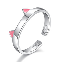 Anneau d'oreilles de chat mignon pour filles femmes réglable en forme de chat ouvert rose anneau de doigt chaton cadeau pour animaux de compagnie bijoux pour les amoureux des chats