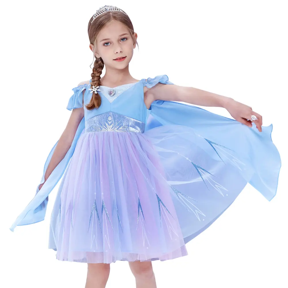 Fantasias infantis de algodão macio, roupas de festa, personagem, princesa, vestido de elsa, <span class=keywords><strong>traje</strong></span> de meninas