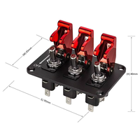 ASW-07D Panneau de commutation à bascule 3 gangs 20A 12V avec couvercle lumineux LED, 3 broches, étanche IP65, plaque de commutation SPST ON-OFF, stroboscope automobile