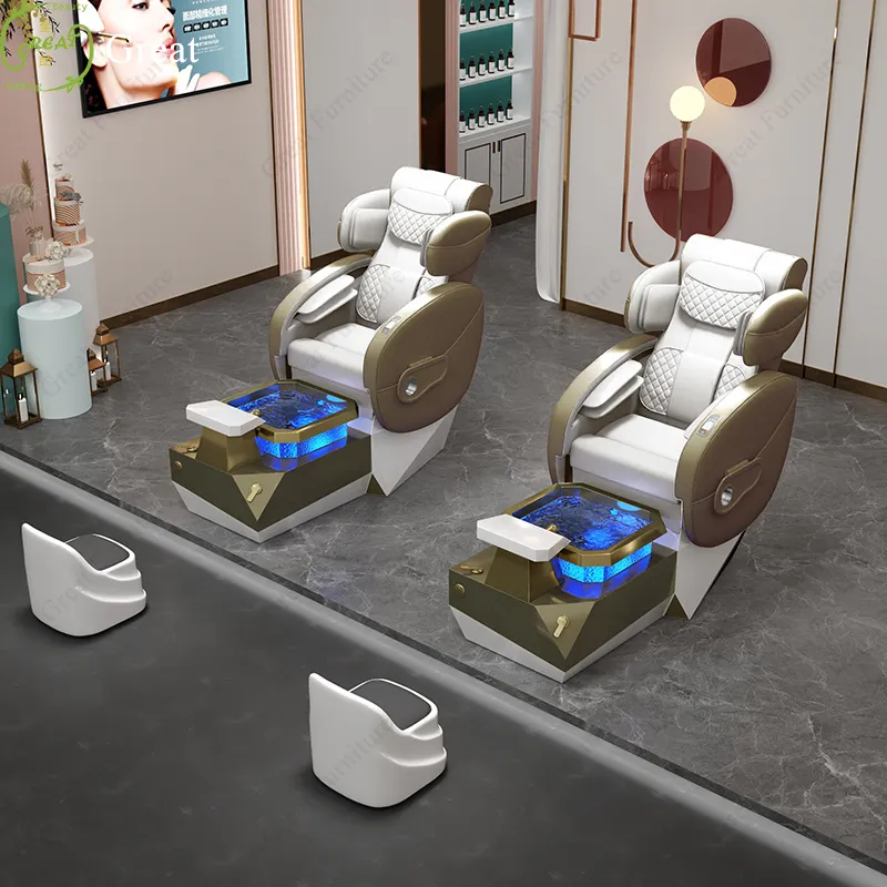 Salon de manucure de luxe fauteuil de pédicure avec spa pour les pieds massage électrique bain de pieds chaise de manucure avec pompe à jet