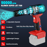 Mini souffleur à sec à jet pour Craftsman 20v batterie 90000 tr/min souffleur sans fil à feuilles souffleurs de poussière turbo pour l'extérieur, le nettoyage de la voiture, le barbecue
