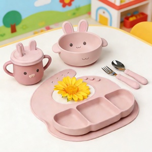 Ensemble de vaisselle pour bébé Naike en silicone réutilisable de qualité alimentaire, sans BPA, écologique, motif lapin - Offre spéciale - Product Image 6