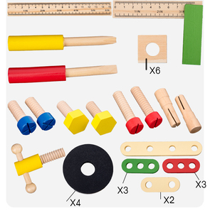 Juguete de Madera, Caja de Herramientas de Madera para Niños, Simulación de Tornillos y Tuercas, Desmontaje, Rompecabezas de Construcción, Juguete de Herramientas de Reparación para Bebés - Product Image 6