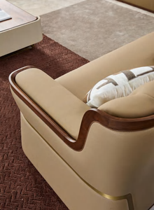 <span class=keywords><strong>Divano</strong></span> Moderno a Tre Posti in Noce e Pelle The Craftsman's Lounge con Lavorazione a Colonna, Comfort Imbottito, Diverse Dimensioni - Product Image 3
