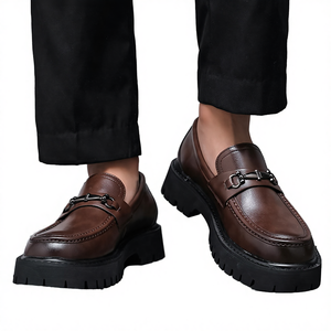 Zapatos Casuales de Moda para Hombre, Adolescentes, Suela Gruesa, Estilo Bullock, Punta Ancha, de Cuero, Sin Cordones, Transpirables, para Primavera y Verano - Product Image 4