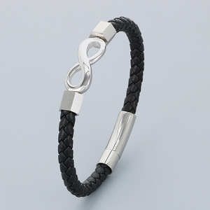 Pulsera de Cuero Trenzado Unisex Negra de 12 mm con Cierre de Gancho de Acero Inoxidable, Brazalete de Moda, Joyería de Regalo - Product Image 1