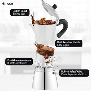 إمودي جودة ممتازة النحاس الانتهاء من الألومنيوم وعاء القهوة موكا ، 6 أكواب الألومنيوم إسبرسو صانع القهوة ، أسفل التعريفي - Product Image 3