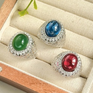 Exquisite Jewelry Eco-friendly Copper 10*12mm Red Corundum Zircon Open Resizable <b>Rings</b> for Refined Everyday Wear - Product Image 5
