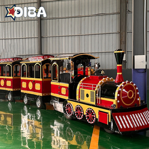 Tren eléctrico sin rieles de Metal Rojo Negro Centro comercial Paseo en tren para niños Paseos en tren eléctrico para niños - Product Image 3