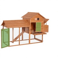 Poulailler en bois avec course portable et roues pour cage pour animaux de compagnie en bois d'arrière-cour