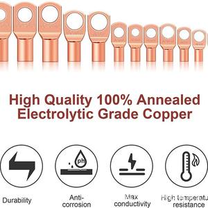 Terminales de Cobre Puro para Cable, Tipo Crimp, Estilo Europeo, Serie SC, 4-25mm, 170 Piezas en Caja, Dorados, HS-50B - Product Image 4