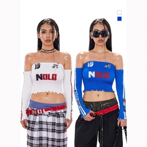 Camiseta de Fútbol Sexy con Estampado Gráfico de Letras, Estilo Retro Y2K, Personalizada, con Volantes, Oversize, Tipo Crop, con Número Deportivo Americano, para Verano - Product Image 1