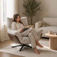 Fauteuil de détente en tissu doux de style italien moderne et luxueux pour salons, hôtels, appartements
