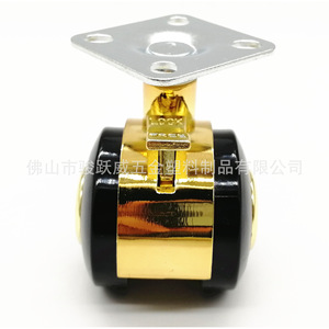 Roulettes pour meubles 60 mm dorées et noires pivotantes avec frein, roue durable - Product Image 2