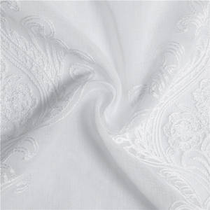 Commercio all'ingrosso Nordic Fiore Bianco Tinta Unita In Poliestere Ricamato Tappezzeria Soggiorno Tenda Pura// - Product Image 5