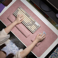 Tapis de bureau gaming en cuir véritable avec repose-poignets en mousse à mémoire de forme trois pièces, anti-rayures et imperméable, pour le bureau et la maison