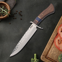 Couteau de chasse haut de gamme à lame pleine en acier inoxydable avec manche en bois, couteau de survie pour l'extérieur avec étui