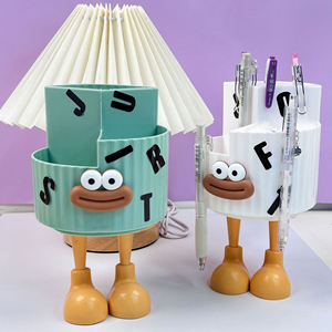 Divertido portalápices giratorio de gran capacidad, caja de almacenamiento de escritorio para estudiantes con particiones, organizador de cosméticos, forma redonda - Product Image 4