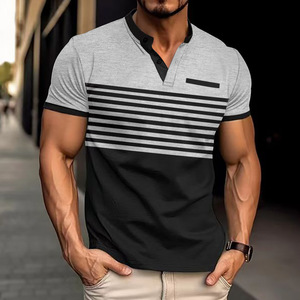 Camiseta Polo para <span class=keywords><strong>Hombre</strong></span>, Estilo Básico, Cómoda, Transpirable, a Rayas, Europea, Personalizable al por Mayor, 2026 - Product Image 1