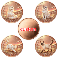 Médaille de défi personnalisée en cuivre pur .999 de 1 OZ, thème chat, impression UV, médaille de défi de collection, vente en gros directe du fabricant